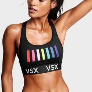 VICTORIA’S SECRET VSX Sport Unlined Black/Rainbow Sports Bra Size S/P